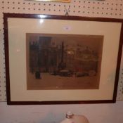 A Luigi Kasimir (1881- 1962) etching of the Vienna Train Station, signed by the artist in pencil