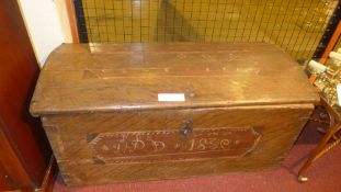A C19th Continental painted dome top trunk