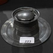 An Arts and Crafts pewter ships inkwell