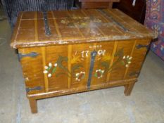 A Swedish painted and wrought iron mount trunk