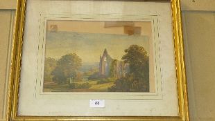 A watercolour of Bolton cathedral, framed and glazed