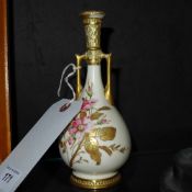 A Royal Worcester blush ivory glazed hand painted vase (a/f)