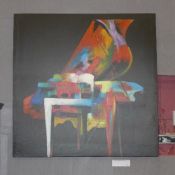 An oil on canvas abstract study of piano