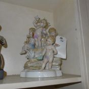 A Dresden style porcelain figure group of cherubs