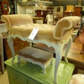 An early C20th white painted dressing stool and matching footstool