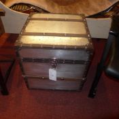 A steel clad storage trunk of cuboid for
