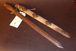 A C19th Chinese short sword with brass f