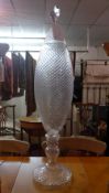 A cut glass lidded vase of large size