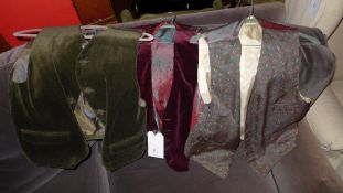 Three gents waistcoats including two vel