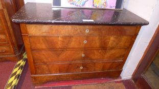 A C19th French marble top commode chest