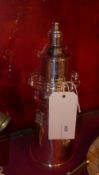 A silver plated cocktail shaker in the f