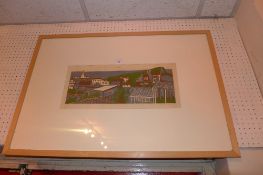 A glazed and framed artists proof Brighton Rooftops signed Edward Bawden