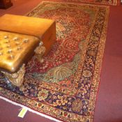 An extremely fine north west Persian Tabriz carpet, 330cm x 22cm, central floral sapphire