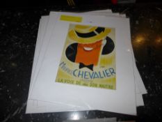 Twelve unframed French prints