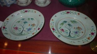 A pair of antique Chinese famille vert dishes (A/F)