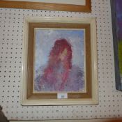 An abstract oil on board portrait study in painted frame