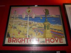 A set of three advertising posters promoting Brighton glazed and framed