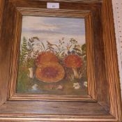 An early C20th European oil on canvas study of toadstools