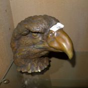 A bronze of an American eagle head