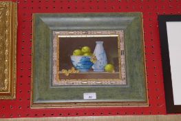 An oil on board still life study by Ian Pinker signed and framed