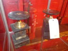A pair of slate marble clock garniture side pieces only