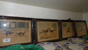 A set of four C19th coloured engravings