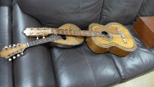 A parlour style guitar and a mandolin (a/f)