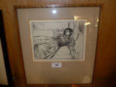 An etching reclining female by G.L.Brock