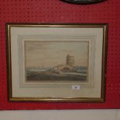 An early print of Thames and canal, hand coloured, dated 1793