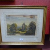 A watercolour of Bolton Cathedral, frame
