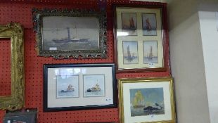 A collection of maritime prints and oils including steamer and others