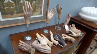 A collection of mannequin hands