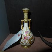 A Royal Worcester blush ivory glazed hand painted vase (a/f)