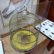 A vintage birdcage and cased entomologic