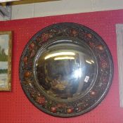 A 1930's gesso painted convex mirror