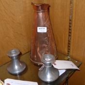 A pair of Tudric pewter dwarf sticks, co