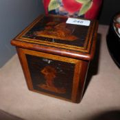 A C19th Sorrento tea caddy with figural