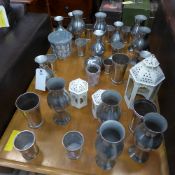 A collection of various metallic urns