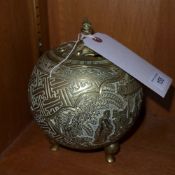 A Chinese brass incense with incised pic
