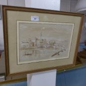 A sepia drawing Florence signed and a similar drawing