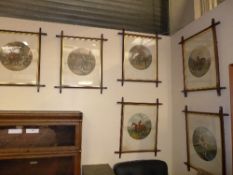 A set of hunting prints within x-framed