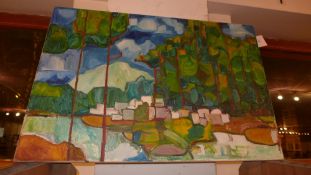 A 1960's unframed oil on canvas landscape