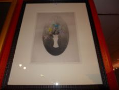 A Norman Ackroyd CBE limited edition etching and aquatint still life of flowers in a vase  47/50