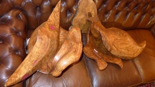 Five rustic carved burl wood table centre pieces