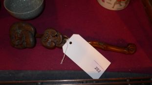 A Chinese carved hardwood Ruyi