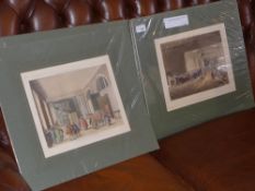 A set of four unframed coloured book plate prints of various London interior scenes