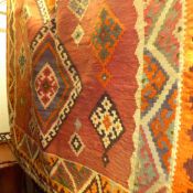 A fine South West Persian Qashgai Kilim 243 x 155cm, temple pole medallion on a terracotta field