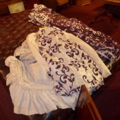 A full ladies theatrical costume, elaborate dress with silk and beaded detail including gloves and