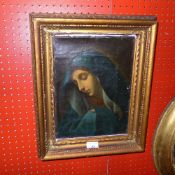 A follower of C18th Carlo Dolci (1616 - 1686) 'The Lady of The Thumb ' oil on canvas in gilt frame