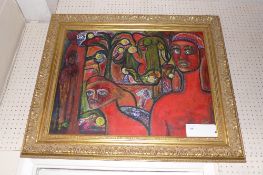 A Russian contemporary oil on canvas by Natalia and Vladimir Evsevena monogrammed and in a gilt